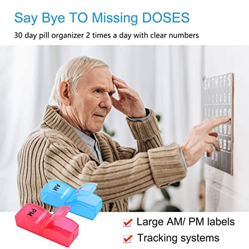 GREENCYCLE Monthly Pill Organizer 2 Times a Day, 30 Days Pill Box AM PM, 4 Week Pill Cases, One Month Pill Medicine Container Small Separate Compartments to Hold Vitamins, Fish Oil, Supplements 8