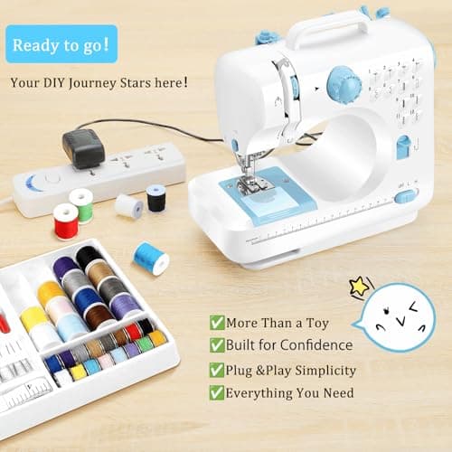 Sewing Machine for Beginners, mini Electric Sewing Machine with Dual Speed, 12 Built-in Stitches, Foot Pedal and 42-Piece Sewing Kit for Home DIY Projects 6