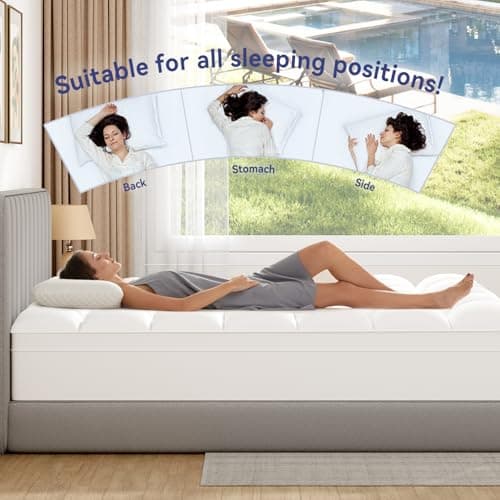 ELEMUSE Queen Mattress Topper for Back Pain, Extra Thick Mattress Pad Cover, Plush Soft Pillowtop with Elastic Deep Pocket, Overfilled Down Alternative Filling 5