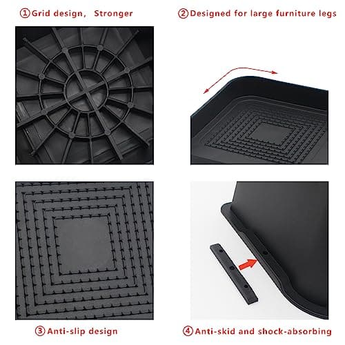 HANIHUA Bed Risers 4 inch Heavy Duty, 4 Pack Oversized Furniture Risers 6 inch, Black Bed Lifts Risers for Table, Sofa, Chair, Couch, Desk, Bed Frame Risers Supports Up to 6,500 Lbs 6