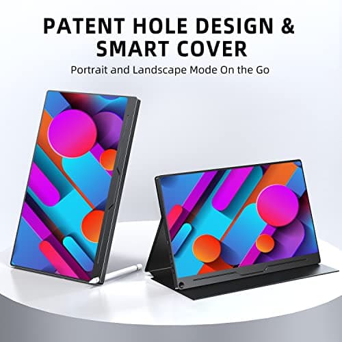 UPERFECT Portable Monitor, 15.6" IPS HDR 1920X1080 FHD Eye Care Travel Screen USB C Gaming Monitor, Dual Speaker External Monitor HDMI Type-C VESA for Laptop PC Phone w/Case 6