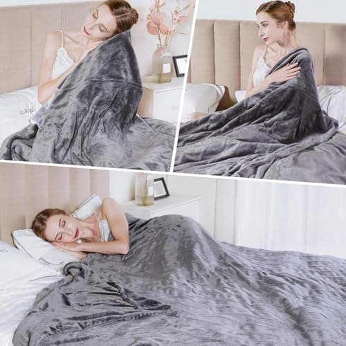SUNVIVI Heated Electric Blanket Queen Size Dual Control, 10 Heat Settings, 12 Hours Auto Off, Machine Washable, ETL Certified, Overheating Protection, Grey, 84x90 Inch 8