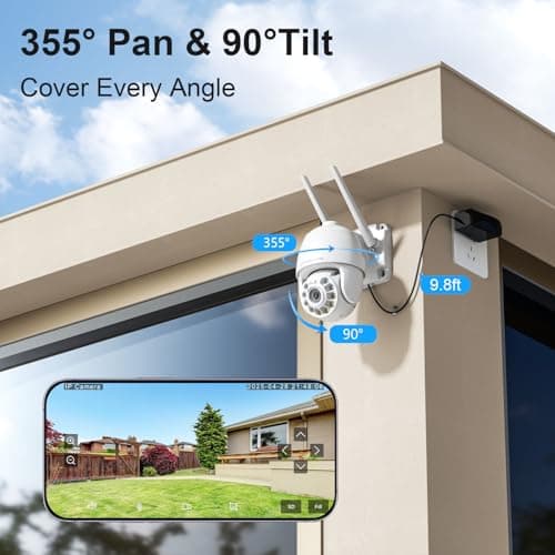 Plug-in Cameras for Home Security 4MP HD, Hosafe WiFi Security Cameras Wireless Outdoor, Outdoor Camera Wireless, Motion Detection, Pan Tilt Auto Tracking, Two Way Audio, Color Night Vision, IP66 6