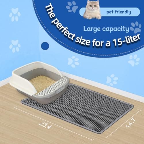 Xuanyaente EVA Honeycomb Cat Litter Mat - Cat Litter Scatter Control Mat, 2-Layer Waterproof and Urine-Proof | Non-Slip | Easy Clean | for Single-Cat Households, 23.4"x14.7" Gray 6