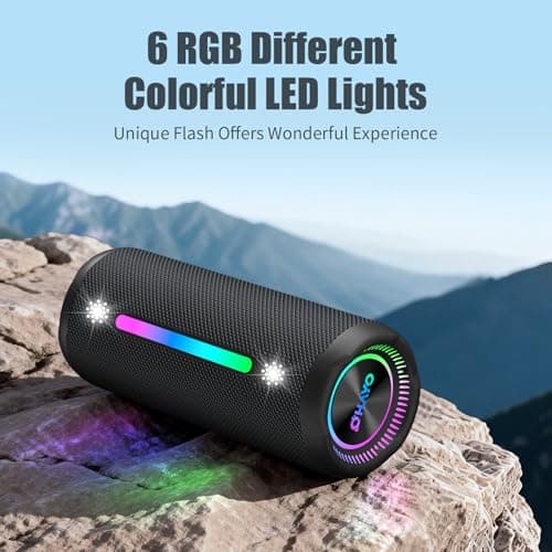 Bluetooth Speakers Wireless Loud Stereo Sound IPX7 Waterproof Outdoor Portable 25W Super Bass Speaker for Home Party Beach with 24H Playtime Colorful Lights BT5.3 TWS Pairing Birthday Gift Black 7