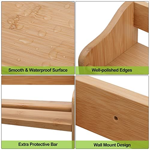 FoverOne 3 Tier Bamboo Spice Rack, Seasoning Jars Rack Shelf Spice Organizer for Kitchen Counter or Wall Mounting 7