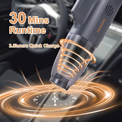PEGOVO Handheld Vacuum Cordless Car Vacuum Portable, Cordless Handheld Vacuum Cleaner with Fast Charging Long Runtime Washable Filter,10KPA High Power Hand Vacuum for Home, Pet Hair(Grey) 5