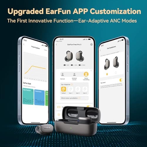 EarFun Free Pro 3 Noise Cancelling Wireless Earbuds, Hi-Res Sound, Snapdragon Sound with Qualcomm aptX™ Adaptive, 6 Mics ENC, Bluetooth 5.3 Earbuds, Multipoint Connection, Custom App, Wireless Charge 8
