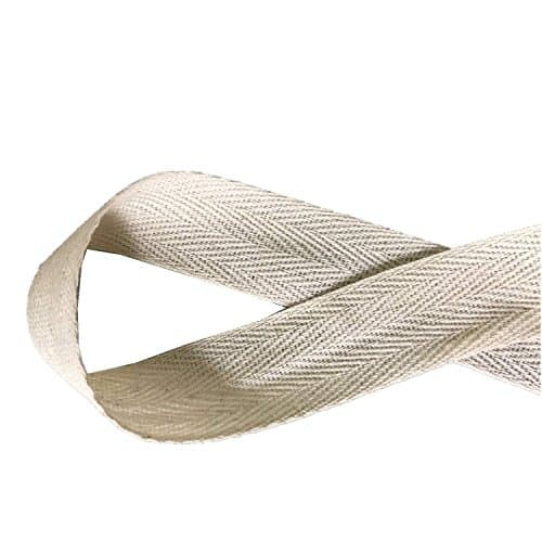 QIANF Twill Tape Ribbon 100% Cotton Natural Color 1/2 Inch Wide 50 Yard Roll Herringbone Tape(1/2 Inch-50Yard, Off-White)