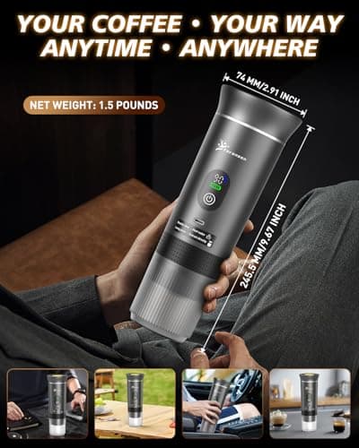 Yorenson Portable Coffee Maker for Travel,Self-Heating Espresso Machine with USB-C,LED Display,20 Bar,Compatible with Coffee Grounds&Capsules (Ns&DG)–Portable Espresso Maker for Car,RV,Camping,Office 8