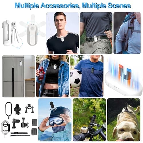 PLAYIKO 4K HD Thumb Vlog Camera for Pet, Portable Mini Action Camera with 10 Accessories for Sport, Content Creators, Underwater, Motorcycle Helmet, Cat Doggy Collar with Phone App 128G Card (Black) 5