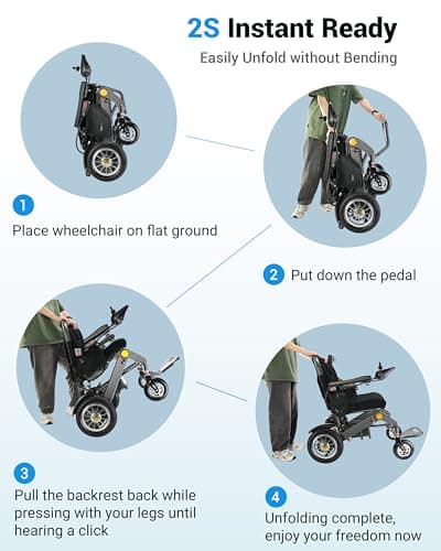 Heavy Duty Electric Wheelchairs for Adults – 20" Wide Seat with 25 Miles Range, Supports 400 lbs, Foldable Powered Wheelchair with 20AH Battery and Large Tire for Home, Park, Black（20% Wider Seat） 7