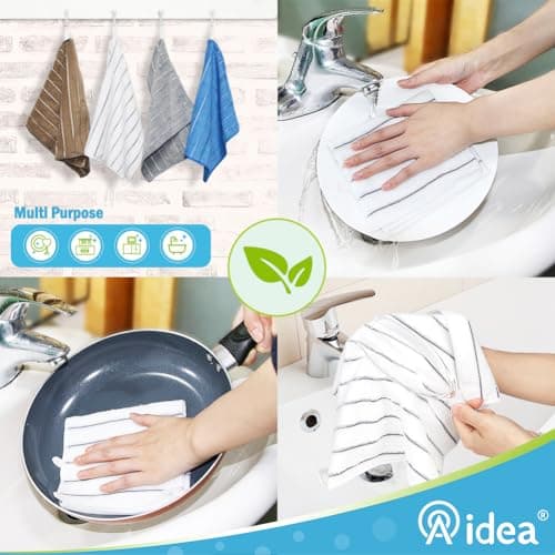 AIDEA Kitchen Towels, Absorbent Dish Cloth for Kitchen, Soft Dish Towels for Home, Multi-Purpose Cloths for Household Cleaning and Drying-8PK, 12”x12” 6