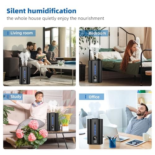 5L Ultrasonic Cool Mist Humidifier for Bedroom & Plants, Baby, Essential Oil Diffuser, Quiet with Adjustable Mist, 360 Nozzle - Black 7