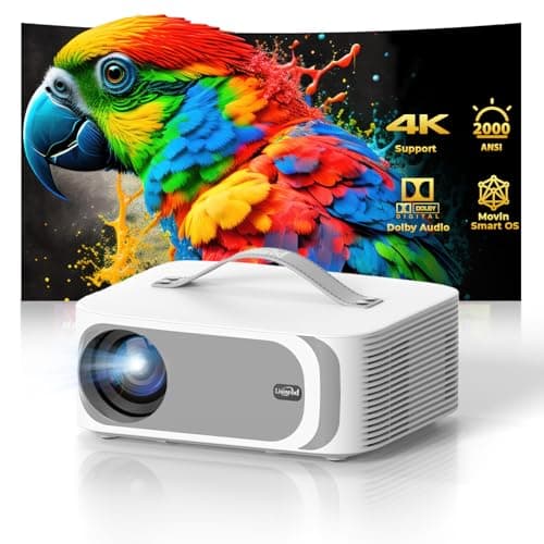[AI Movin 2.0 OS/2000 ANSI/Official-Apps] Outdoor-Projector-4k with WiFi and Bluetooth, 35W DoIby Audio, AI Auto Focus with HDR10+, Lisowod 4k Support Portable Smart Proyector Compatible with Netflix