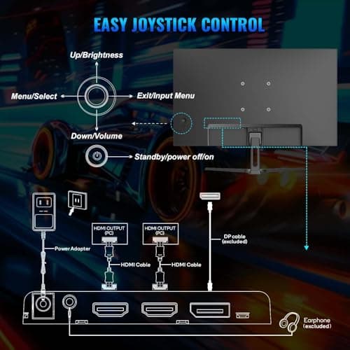 SANSUI 27 Inch IPS Gaming Monitor | 165Hz 1ms Computer Monitor with Built-in Speakers for PS5 - DP1.4 | HDMI 2.0 | FHD 1080P | HDR | VESA Mount Support | Eye Cares | Free Sync | Black (G27F2S) 7