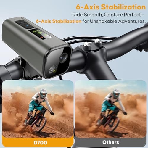Action Camera 4K 30fps with GPS Tracker, Wireless Bike Camera, Cycling Speedometer/Odometer, Free 64G Card, Anti-Shake Sport DV, IP65 Waterproof, Bicycle Light, Cycling Computer with APP Support, Grey 7