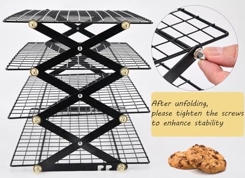 2/3/4-Tier collapsible cooling rack for baking,Folding Cooling Grid,Adjustable Stackable Roasting Cooking Drying Wire Cooling Rack for Cookies Baking 8