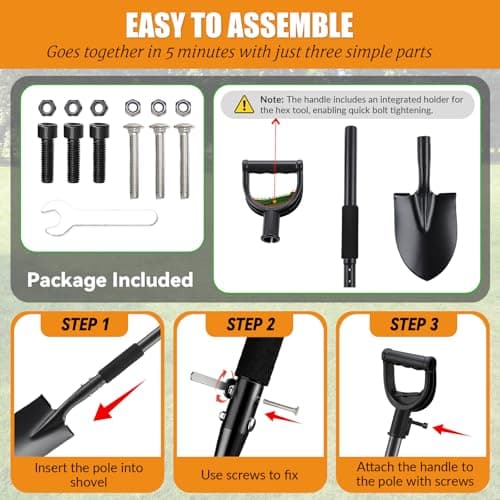 Garden Shovels for Digging, 31 Inch Small Shovel, Heavy Duty Metal Digging Shovel with D-Handle Grip, Short Kids Shovels for Digging, Mini Spade Shovel for Gardening, Camping, Beach, Car, Snow Removal 5
