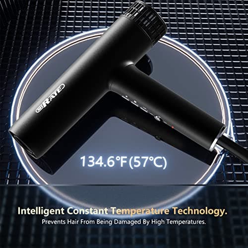 SHRATE Hair Dryer, Professional Brushless Motor Ionic Blow Dryer, 3 Heat Settings & 3 Speed with Diffuser & 2 Concentrator Nozzles for Easy Styling Healthy Hair 6