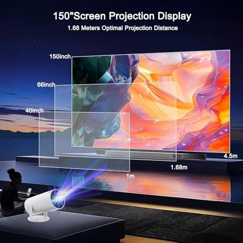 Projector,Mini Projector with Wifi and Bluetooth With Android 11,Smart Protable Proyector Portátil 4k, Auto Horizontal Correction, 180° rotation,Outdoor Projector for Phone/TV Stick/Laptop 5