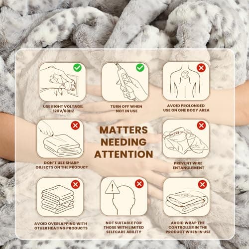 Bearhug Electric Heated Throw Blanket 50" x 60", Reversible Faux Fur & Sherpa, 6 Heating Levels & 4H Auto Off, Over-Heat Protect, ETL Certification, Machine Washable 9
