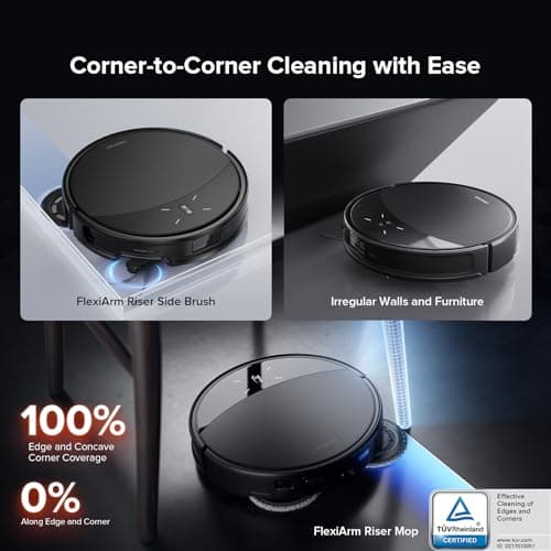roborock Saros 10R Robot Vacuum and Mop, 22,000 Pa Suction, Zero-Tangling, 3.14’’ Ultra Slim, FlexiArm Riser Technology for Carpet & Floor, Corner & Edge Cleaning, Self-Emptying, Hot Air Drying, Black 6