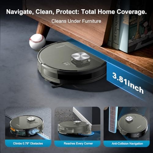 MAMNV Robot Vacuum and Mop, 11500 Pa Suction, 3-in-1 Robotic Vacuum with Smart LiDAR Navigation, 90 Day Self-Emptying,160 Min Runtime,App/Alexa/Voice Control, Ideal for Pet Hair, Carpet & Hard Floor 8