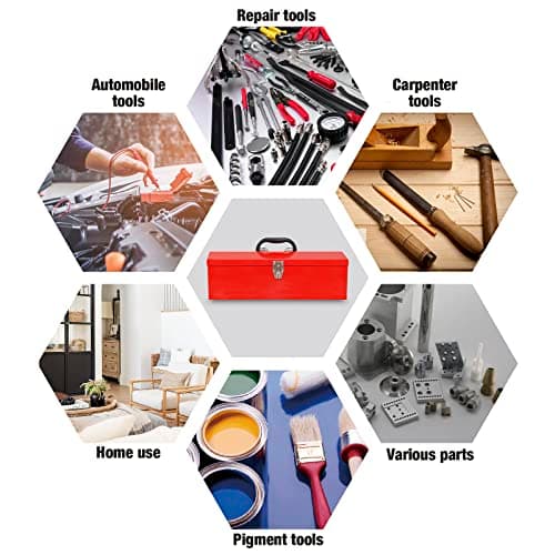 BIG RED ATB212R Torin 19" Steel Portable Tool Box Hip Roof Style Tool Box Organizer with Metal Latch Closure and Removable Storage Tray, Red 7