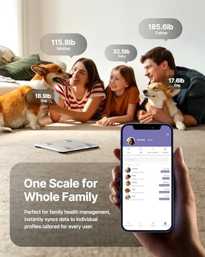 FITINDEX Smart Scale for Body Weight, FSA&HSA Eligible, Scale with BMI, Body Fat, Muscle Mass, Bluetooth,13 Body Composition Analyzer, Sync APP, Digital Bathroom, 400lb, White 5