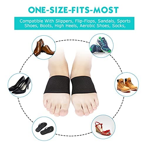 Arch support Sleeves, Plantar Fasciitis Brace Compression Bands (2 Pairs) For Fallen Arches, Flat Feet, Bone Spurs, High Arches, Flat Arches, Foot Pain Relief, Copper Infused Wrap Straps For Women 6
