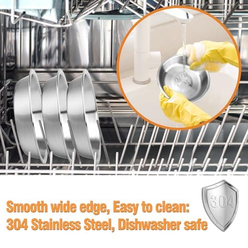 ARGCONNER 6 Pcs Stainless Steel Cat Bowls, Metal Cat Bowls Whisker Friendly, 5.5Inch Shallow Wide Cat Food Dishes, Replacement Basic Cat Plates 7