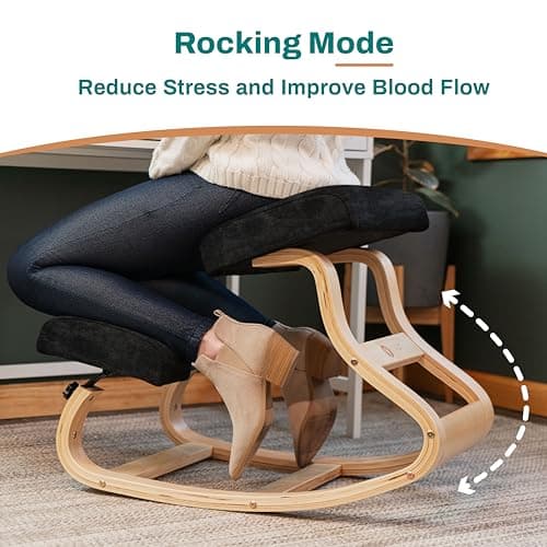 NYPOT Ergonomic Kneeling Chair with 2 Knee Pads - Adjustable Height Rocking Knee Chair for Posture and Back Support for Home and Office - Angled Kneeling Stool, Smokey Black 6