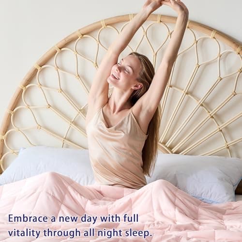 yescool Weighted Blanket for Adults (20 lbs, 60” x 80”, Pink) Cooling Heavy Blanket for Sleeping Perfect for 190-210 lbs, Queen Size Breathable Blanket with Premium Glass Bead, Machine Washable 5