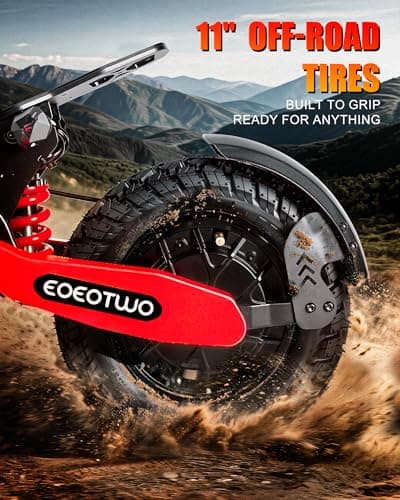 EOEOTWO Off Road Electric Scooter, 1200W Fast Electric Scooter, 25/45Miles, 31MPH/40MPH E-Scooter for Adults, Heavy Duty 300+ lb Capacity, Full Suspension (48V 13Ah, Red) 8