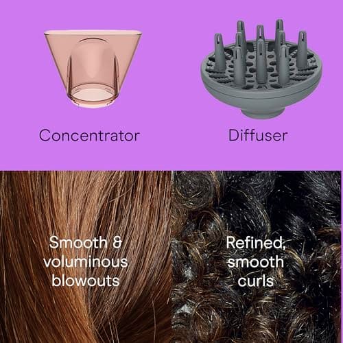 Infiniti PRO CONAIR ArteBella Hair Dryer, Italian Performance Blow Dryer with Diffuser and Concentrator Attachments, Luxurious Experience and Ultra-Fast Drying Power, 6 Heat/Speed Settings, Black 8