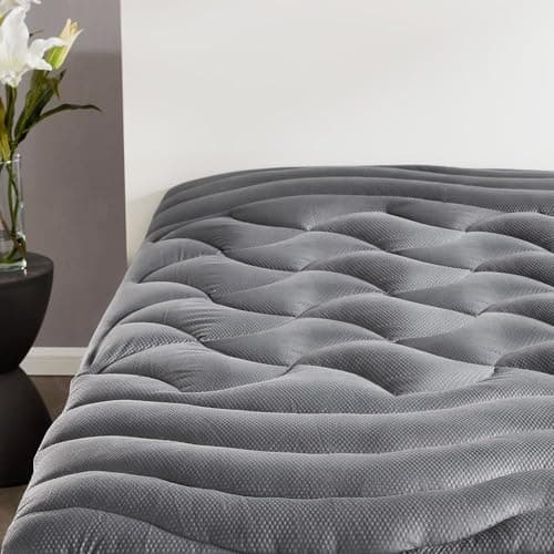 SLEEP ZONE King Mattress Topper, Cooling Mattress Cover for hot Sleepers, Premium Zoned Cool Mattress Protector Breathable and Washable, Deep Pocket (Grey, King)