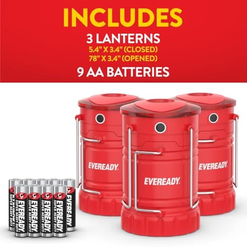 Eveready LED Camping Lantern 360 PRO (3-Pack), Super Bright Tent Lights, IPX4 Water Resistant LED Lanterns for Power Outage Hurricane Preparedness, (Batteries Included) 7