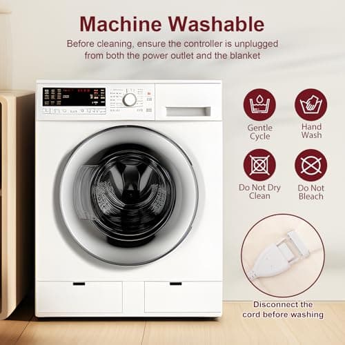 FVERWAG Queen Size Electric Blanket for Bed - 84" x 90" Dual Control Heated Blanket with 10 Hrs Auto Off, 5 Heating Levels, Over-Heat Protection, Washable Flannel Sherpa Heating Blankets, Red 7