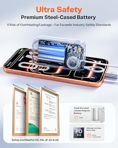 TORRAS EasyGo 3-in-1 Portable Charger Power Bank with Wall Plug & Retractable USB-C Cable, Fast Charging 10000mAh Battery Pack for iPhone 17/16/15, Samsung, Laptop, MacBook - Travel Essential 9