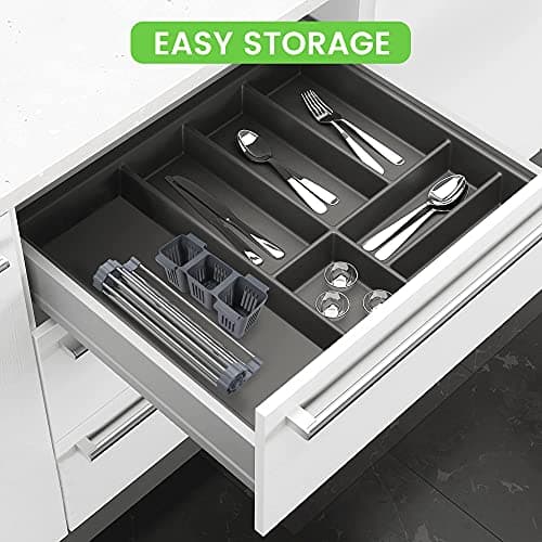 BBXTYLY Expandable Roll Up Dish Drying Rack Up to 22.8''with 2 Storage Baskets,Over The Sink Kitchen Rolling up Dish Drainer Drying Rack, Foldable,Rollable,for Kitchen Dishes(Expandable Width Size) 7