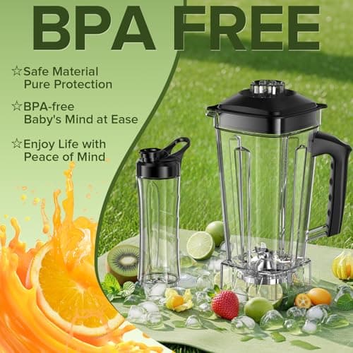 Blender for Smoothies, Blenders for Kitchen with 68Oz. Pitcher and 20Oz.Juicer Container, Smoothie Blender for Ice Crushing, Frozen Fruits, Black 6