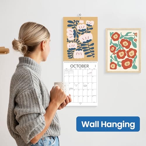 SUNEE Wall Calendar 2026, Colorful Flower Calendar From Jan. 2026 - Jun. 2027 18 Months, 8.5" x 11" Aesthetic with Thick Paper, Perfect for Home or Office, Floral 7