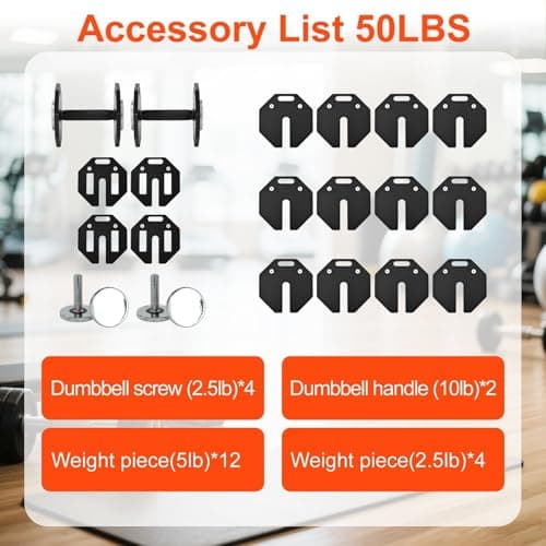 Adjustable Dumbbell Sets 50lb Pairs Durable Steel Build, Free Weights Dumbbells Set with Anti-slip Handle, 5 lbs Increment, For Full Body Home Gym Workout 7