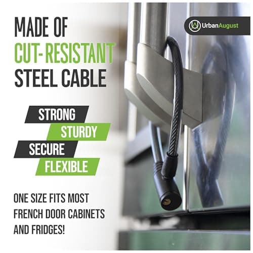 Urban August Child-Proof Refrigerator Lock for Kids & Adults - Lock for French Door Fridge and Cabinet (Regular, Black - 1 Pack) 6