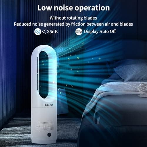 Hiluce All Season Bladeless Fan, 1400W Space Heater & 40W Tower Fan Combo with Remote,25dB Quiet Heater Fan Combo,90° Oscillation,8 Speeds, 9H Timer,Fast Safety Heat for Bedroom, Kitchen, Office 22" 5