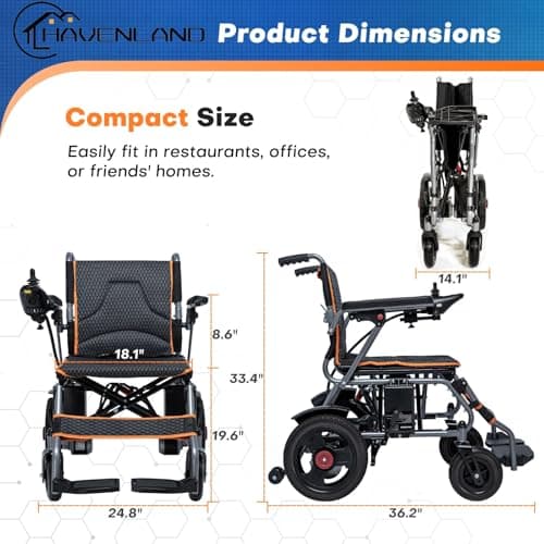 Electric Wheelchairs for Adults Lightweight Foldable, Collapsible Power Motorized Wheelchair, One-Click Mute Function and SOS Alert Button, 10 mi Cruise Range, Airline Approved 8