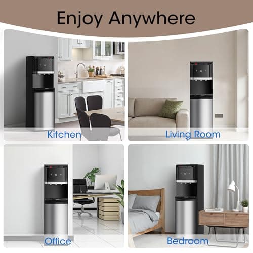 Tehanld Bottom Loading Water Cooler Dispenser for 5 Gallon Bottles,Stainless Steel Water Cooler with 3 Temperature -Hot, Cold & Room,Child Safety Lock,Ideal for Home and Office, Charcoal Black 7