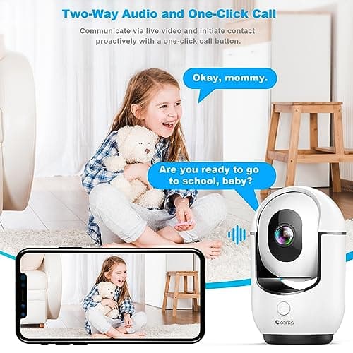 Cloarks 2K Pan/Tilt Security Camera, WiFi Indoor Camera for Home Security with AI Motion Detection, Baby/Pet Camera with Phone App, Color Night Vision, 2-Way Audio, 24/7, Siren, TF/Cloud Storage 6