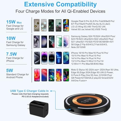 for Samsung S26 S25 S24 Wireless Charger Magnetic Magsafe Fast Charging Pad for Samsung Galaxy Z Flip7 S25Ultra S24FE S23 S22,iPhone 17 Pro Max 16Plus,Pixel10,Android Wireless Charger with USB C Block 7